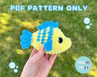 Crochet pattern: fish, mermaid friend, PDF, amigurumi (english and french version)