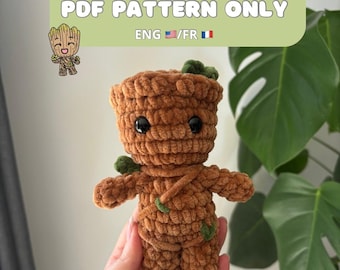 Crochet pattern: mini groot, PDF, amigurumi (english and french version)