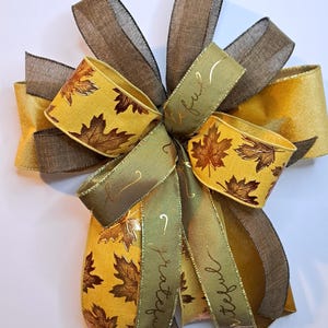 Fall Wreath Bow: Burlap Style, Leaves & Grateful Ribbon