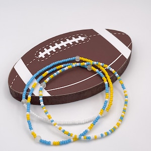 Los Angeles Chargers Seed Bead Bracelets | Handmade NFL Jewelry, Boho Stacking, Football Fan Gift for Him & Her