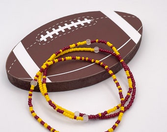 Washington Commanders Seed Bead Bracelets | Handmade NFL Jewelry, Boho Stacking, Football Fan Gift for Him & Her