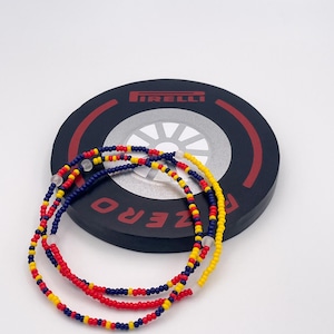 Red Bull Racing Seed Bead Bracelets | Handmade F1 Jewelry, Boho Stacking, Formula One Fan Gift for Him & Her