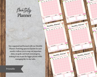 シングルページマンスリープランナー：ミニマリストデザイン（印刷可能なPDF）