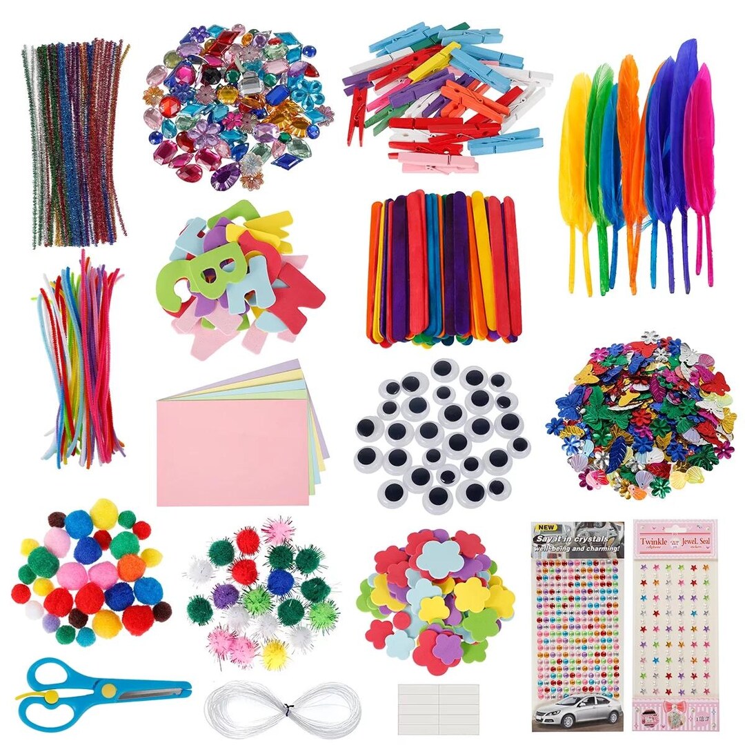 Art Craft Supplies Kit for Kids - Creative DIY Set for School Projects ...