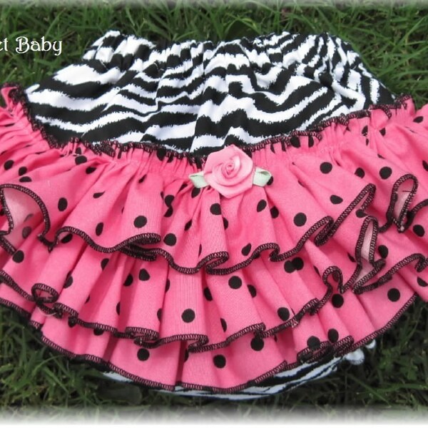 Original Sassy Pants Diaper Cover Panty Wild Thing Ruffles Ruffles Ruffles Zebra Print with Hot Pink Polka Dots