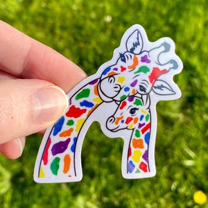 Giraffe Pride Sticker | Rainbow LGBTQ Family | Holographic Star Vinyl
