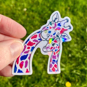 Giraffe Pride Sticker | Bisexual Flag LGBTQ+ Family | Holographic Prism Vinyl