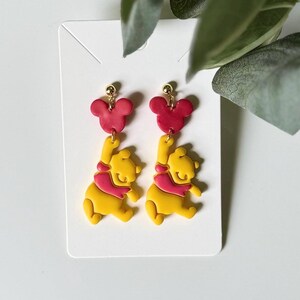 Winnie the pooh inspired earrings | Disney inspired andmade clay earrings | dangle earrings