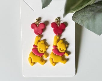 Winnie the pooh inspired earrings | Disney inspired andmade clay earrings | dangle earrings