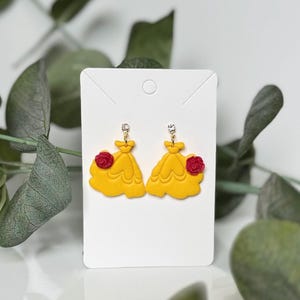 Belle inspired earrings | mouse earrings | Disney inspired clay earrings | princess earrings | princess dress earrings