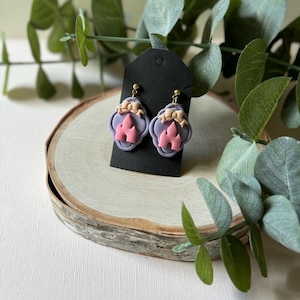 Pink and purple castle earrings | Disney inspired earrings | earrings for disney | clay earrings