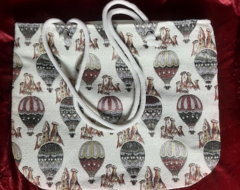 Cappadocia Balloon Motif Tote Bag, Turkish Kilim Style