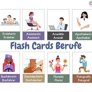 Bildkarten Berufe - Flash Cards - Lernkarten für Kinder - Digitaler Download - PDF zum drucken - Montessori
