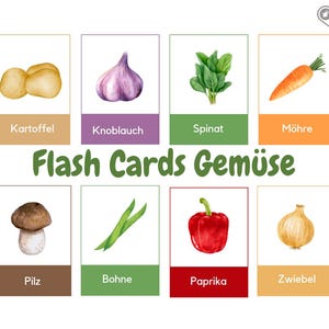 Bildkarten Gemüse - Flash Cards - Lernkarten für Kinder - Digitaler Download - PDF zum drucken - Montessori