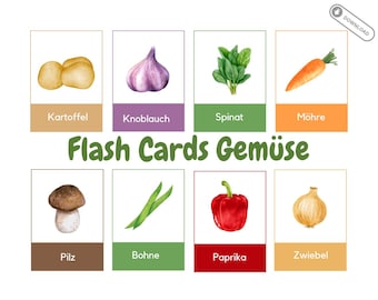 Picture Cards Vegetables - Flash Cards - Learning Cards for Children - Digital Download - PDF to print - Montessori