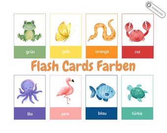 Picture Cards Colors - Flash Cards Animals - Learning Cards for Children - PDF - Digital Download - Montessori