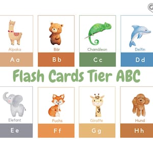 アルファベット絵カード - ABC - 動物フラッシュカード - 子供向け学習カード - 絵カード - デジタルダウンロード - モンテッソーリ