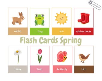 Bildkarten Englisch Frühling - Flash Cards - Lernkarten für Kinder - Digitaler Download - PDF zum drucken - Montessori