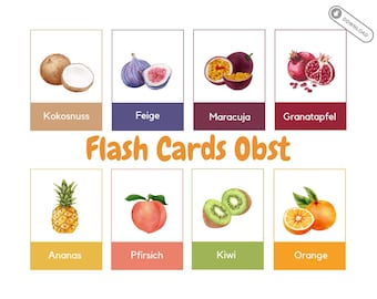 Picture Cards Fruit - Flash Cards - Learning Cards for Children - Digital Download - Fruit - Montessori
