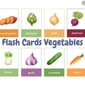絵カード英語野菜 - フラッシュカード野菜 - 学習カード - デジタルダウンロード - 印刷用PDF