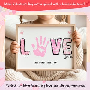 Printable Valentine Handprint Template Art Craft for Kids, Preschool Valentine Art, Classroom Handprint, Child Handprint Gift Love Handprint