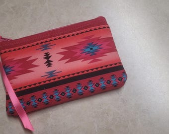 Pink Navajo South West Fabric Coin Change Purse pouch