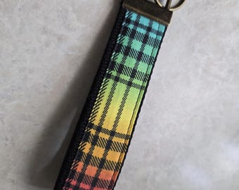 Plaid Colorful Keychain Rainbow Colors