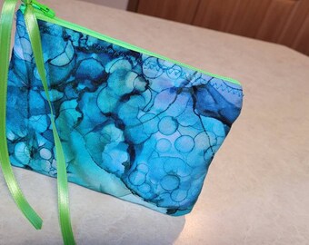 Deep Sea Ocean Ombre Fabric Coin Change Purse And Key Chain