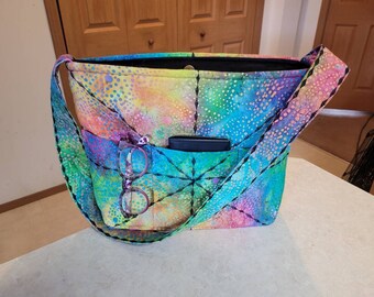 Pastel Starburst Batik Fabric Tote Bag Boho Hippy Purse Pastel Colors Pocketbook