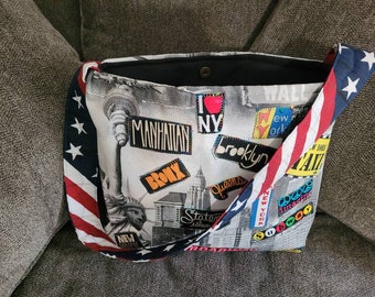 NYC New York City  Collage Handbag Statue Liberty
