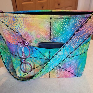 Pastel Starburst Batik Fabric Tote Bag Boho Hippy Purse Pastel Colors Pocketbook image 6