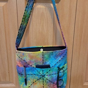 Pastel Starburst Batik Fabric Tote Bag Boho Hippy Purse Pastel Colors Pocketbook image 4