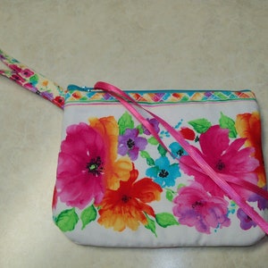 Pink Orange Rose Coin Purse Cell Phone Pouch Roses Wristlet