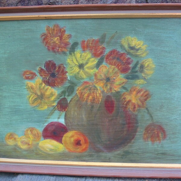 RESERVED FOR eastrong1 ONLY     Lovely Original Painting Pretty Colors Floral Still Life Flowers In Vase