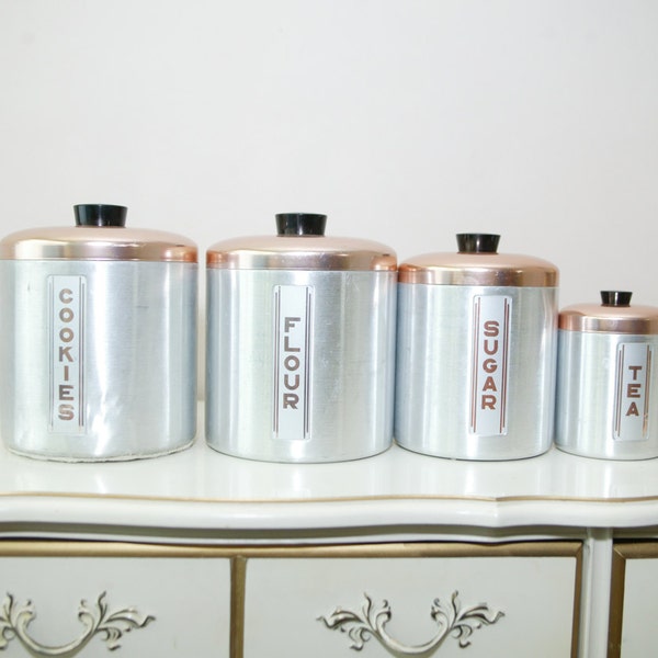 50s aluminum canister set with cookie jar