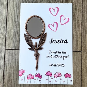Cadeau miroir aimanté pour demoiselle d'honneur, cadeau de douche nuptiale personnalisé en vrac pour invité, carte de demoiselle d'honneur aimantée miroir ange proposition
