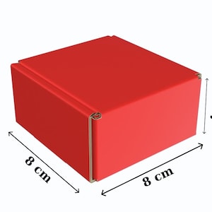 Small Kraft Gift Box 8 x 8 x 4 cm Mini Red Cute Favor Box for Gifts, Weddings, Parties, Packaging, Shippings, Products, Mailings Cardboard