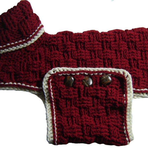 Cozy Canine Sweater - CROCHET PATTERN PDF file.  Dog sweater coat outfit