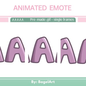 Könnte beinhalten: Animiertes Emoji des Wortes "AAAA" in Pink, wobei jeder Buchstabe leicht versetzt ist, um einen hüpfenden Effekt zu erzeugen. Das Emoji ist für die Verwendung in Online-Chats und Messaging konzipiert.