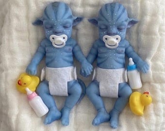 Avatar siliconen baby, Navi, buitenaardse siliconen baby, blauwe goblin reborn baby