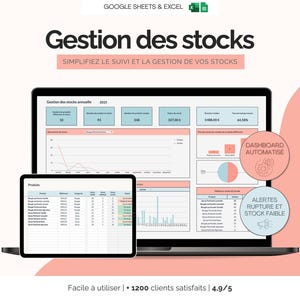 Gestión de inventario en Excel | Inventario de existencias | Tabla de gestión de inventario | Plantilla de Excel para hojas de cálculo de Google | Modelo de negocio de autónomos