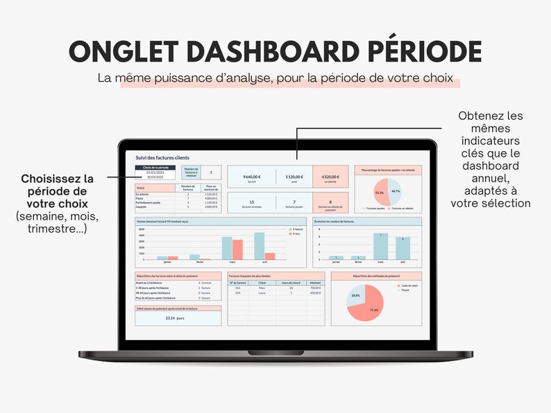 Tableau de bord suivi des factures sur Excel et Google sheets