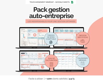 Self-employment management bundle | Accounting dashboard and inventory management | Invoice creation and tracking with Google Sheets