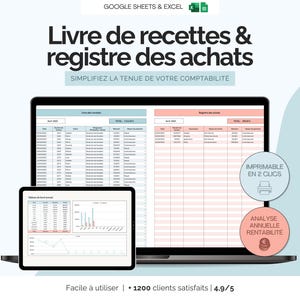 Plantilla de libro mayor de ingresos y registro de compras para trabajadores autónomos (Excel, Google Sheets) | Hoja de cálculo contable compatible para microempresas