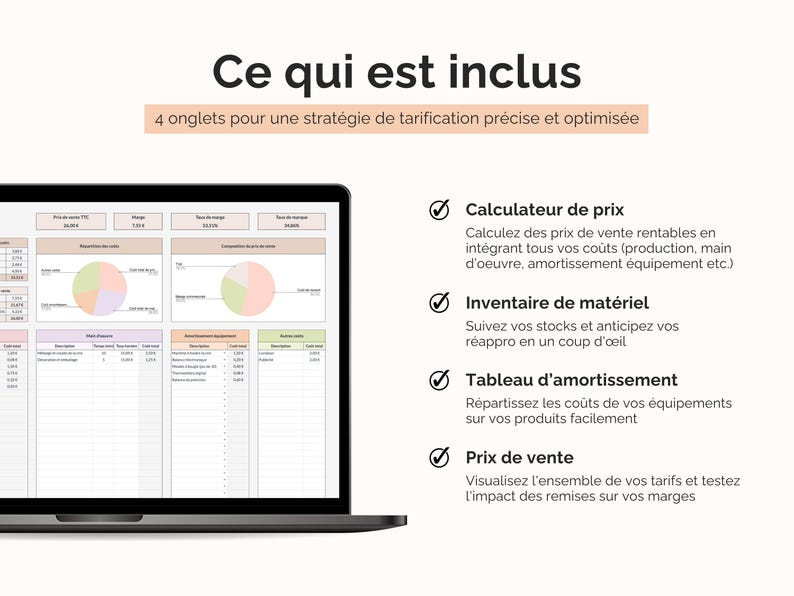 4 onglets pour une stratégie de tarification précise et optimisée google sheets