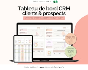 CRM customer and prospect tracking dashboard for self-employed freelancers | Customer management tracking spreadsheet (Excel, Google Sheets template)