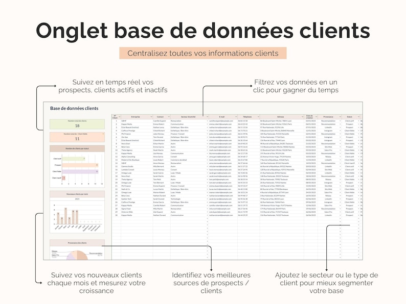 Base de données clients suivi google sheets