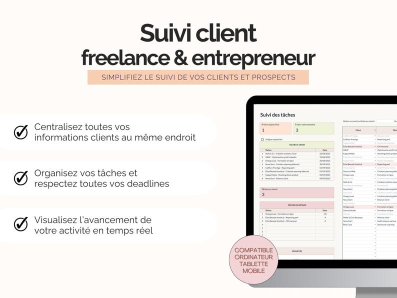 Avantages suivi client freelance et entrepeneur Google sheets