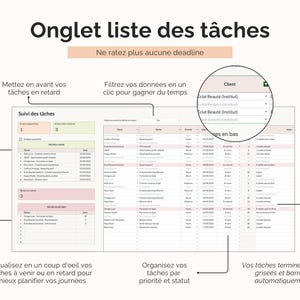 Liste des tâches suivi client Google sheets