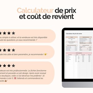 Témoignages calculateur de prix de vente Google sheets